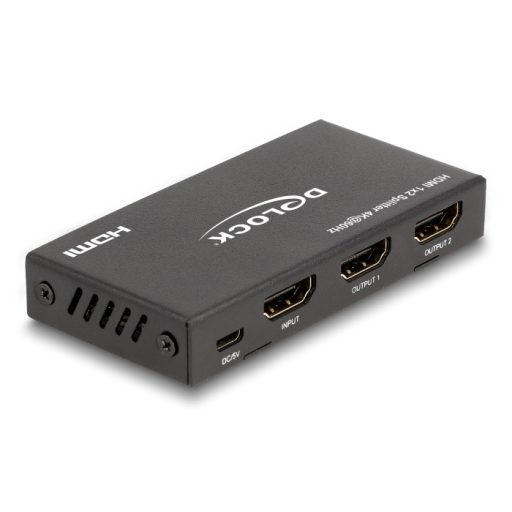 Delock HDMI elosztó 1 x HDMI megoszlik 2 x HDMI-vé, 4K 60 Hz kimenettel és downscalerrel (18651)