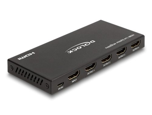 Delock HDMI elosztó 1 x HDMI megoszlik 4 x HDMI-vé, 4K 60 Hz kimenettel és downscalerrel (18652)
