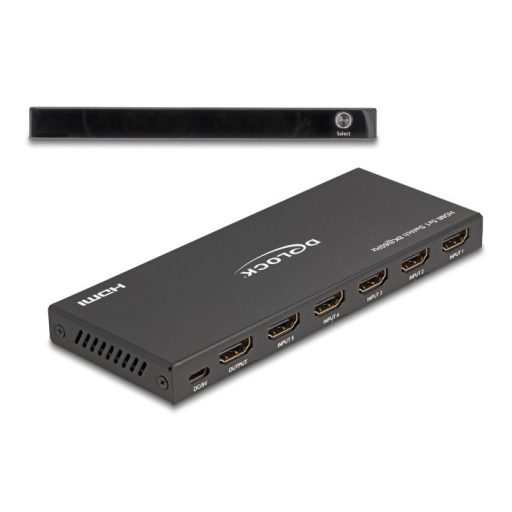 Delock HDMI kapcsoló 5 x HDMI bemenet - 1 x HDMI kimenet 8K 60 Hz (18657)