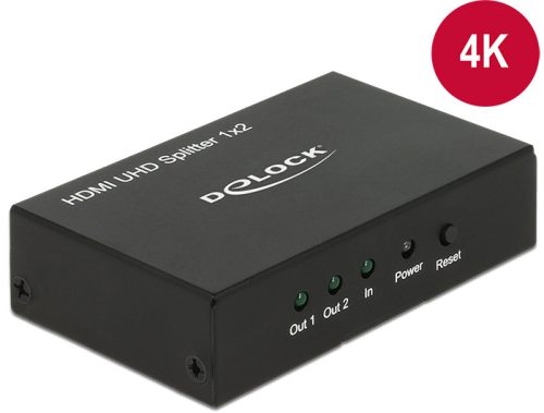 Delock HDMI UHD-es elosztó 1 x HDMI-bemenet > 2 x HDMI-kimenet 4K