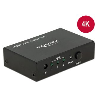   Delock HDMI UHD-kapcsoló, 3 x HDMI-bemenet > 1 x HDMI-kimenet, 4K (18683)