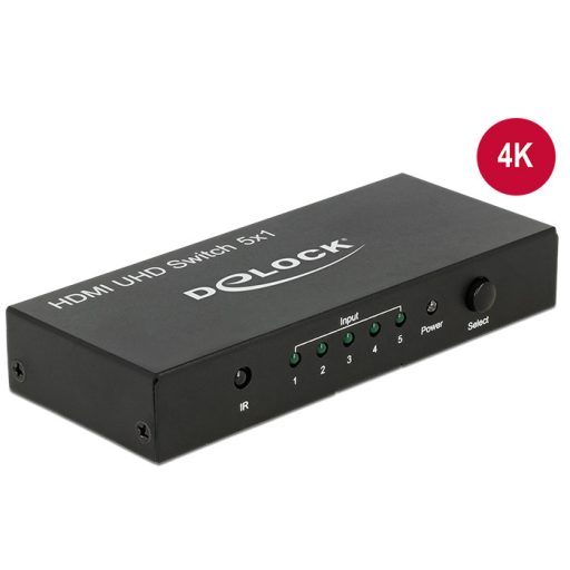 Delock HDMI UHD-kapcsoló, 5 x HDMI-bemenet > 1 x HDMI-kimenet, 4K (18685)