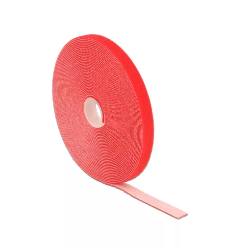 Delock Hurkolható rögzítok, 10 m x 13 mm (H x Sz) tekercs, piros (18720)