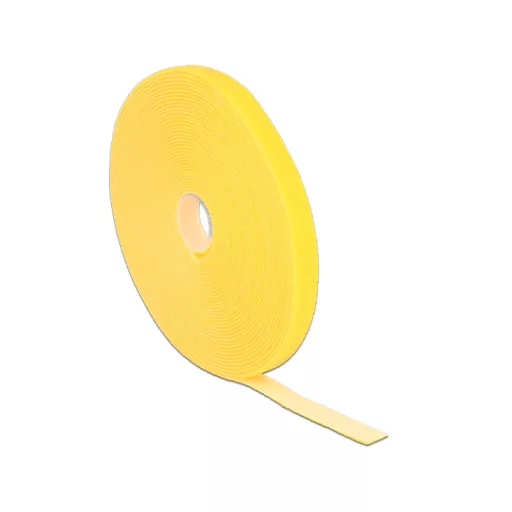 Delock Hurkolható rögzítok, 10 m x 13 mm (H x Sz) tekercs, sárga (18736)