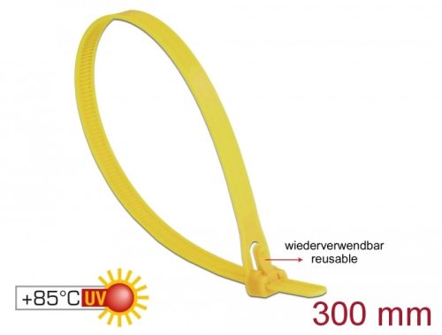 Delock Kábelösszeköto újrahasznosítható hoálló hossza 300 mm, szélessége 7,6 mm, 100 db. sárga