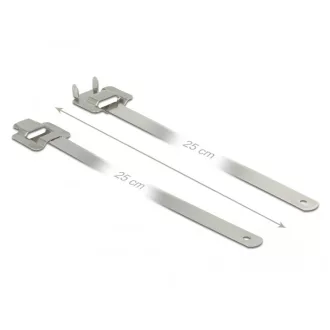   Delock Rozsdamentes acél, újrahasználható kábelkötegek összeköto kampóval hossz: 250 mm szélesség: 1 (18763)