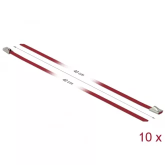   Delock Rozsdamentes Acél Kábelkötegek Hossza 400 x Szélesség 4,6 mm piros 10 db. (18779)