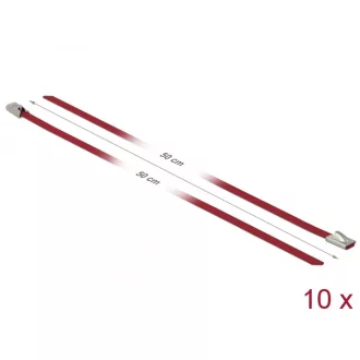   Delock Rozsdamentes Acél Kábelkötegek Hossza 500 x Szélesség 4,6 mm piros 10 db. (18780)
