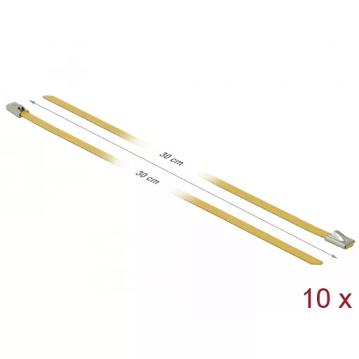 Delock Rozsdamentes Acél Kábelkötegek Hossza 300 x Szélesség 4,6 mm sárga 10 db. (18786)