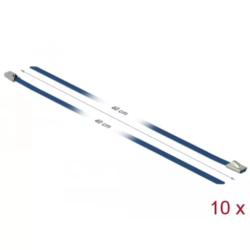 Delock Rozsdamentes Acél Kábelkötegek Hossza 400 x Szélesség 4,6 mm kék 10 db. (18795)