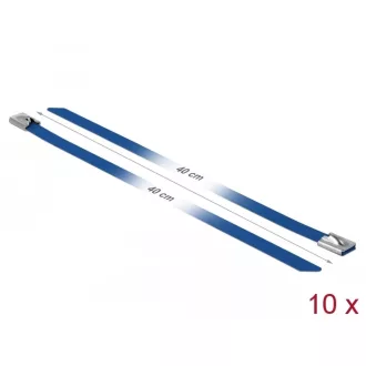   Delock Rozsdamentes Acél Kábelkötegek Hossza 400 x Szélesség 7,9 mm kék 10 db. (18799)