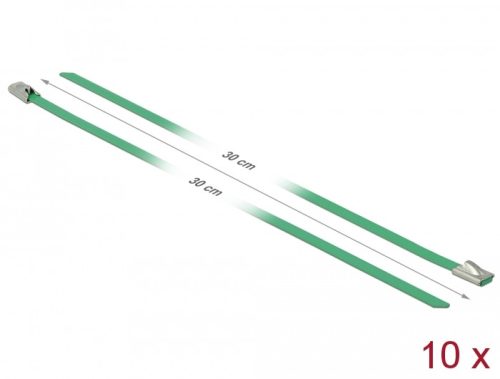 Delock Rozsdamentes Acél Kábelkötegek Hossza 300 x Szélesség 4,6 mm zöld 10 db.