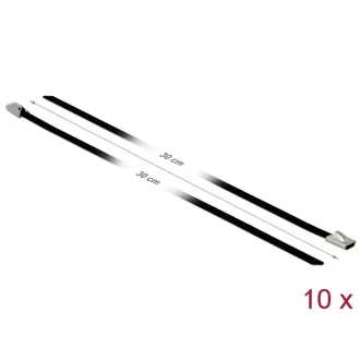   Delock Rozsdamentes Acél Kábelkötegek Hossza 300 x Szélesség 4,6 mm fekete 10 db. (18810)
