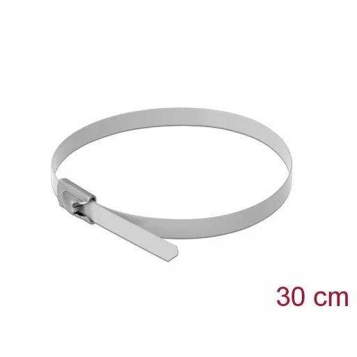 Delock Rozsdamentes Acél Kábelkötegek Hossza 300 x Szélesség 4,6 mm fehér 10 db. (18818)