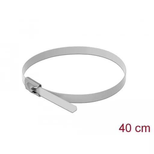 Delock Rozsdamentes Acél Kábelkötegek Hossza 400 x Szélesség 4,6 mm fehér 10 db. (18819)