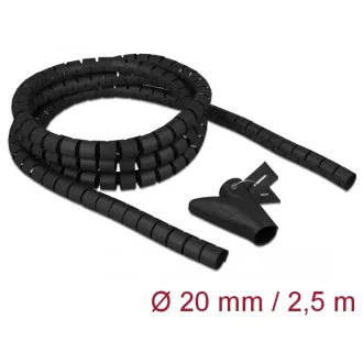   Delock Spirális kábelburkolat behúzó eszközzel 2,5 m x 20 mm fekete (18836)