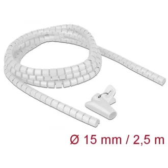   Delock Spirális kábelburkolat behúzó eszközzel 2,5 m x 15 mm fehér (18839)