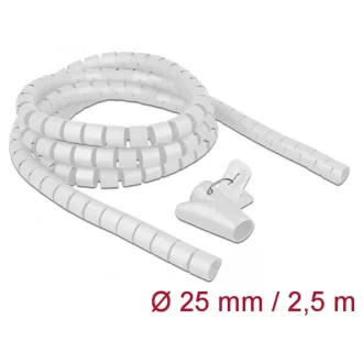   Delock Spirális kábelburkolat behúzó eszközzel 2,5 m x 25 mm fehér (18841)