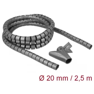   Delock Spirális kábelburkolat behúzó eszközzel 2,5 m x 20 mm szürke (18844)