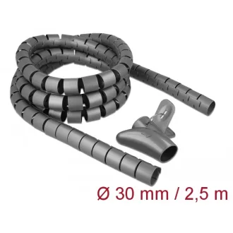   Delock Spirális kábelburkolat behúzó eszközzel 2,5 m x 30 mm szürke (18846)