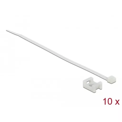 Delock Fehér csavart biztosító foglalat készlet 15 x 10 mm H 200 x Sz 3,6 mm kábellel (18883)