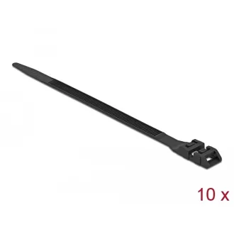   Delock Kábelösszekötő duplazárral Hz 190 x Sz 9 mm fekete 10 darab (18887)