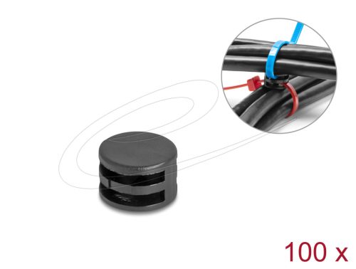 Delock Kábelkötegelő rögzítő csatolója átmérő 12 x magasság 8 mm 90 -ban csavarható fekete 100 db.