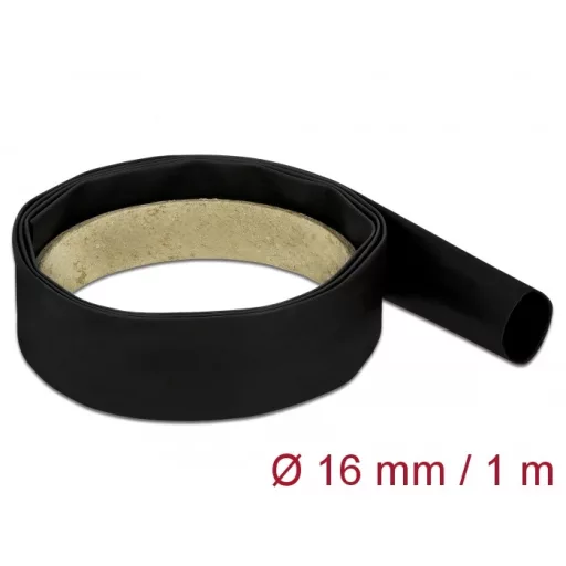 Delock Fekete zsugorcső 1 m x 16 mm (18976)