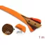 Delock Kétrétegű lapos textil hüvely 40 x 16 mm fekete kopásfigyelmeztető jelzővel kábelekhez vagy réz gyűjtősínekhez, PET, narancssárga 1 m (19029)