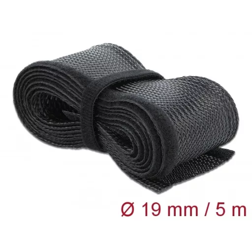 Delock Fonott kábelharisnya tépőzárral 5 m x 19 mm fekete (19050)