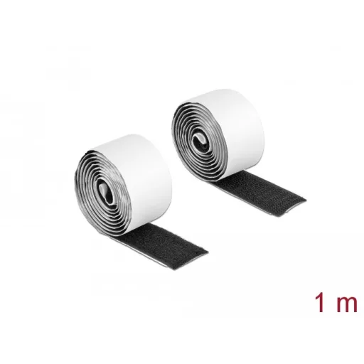 Delock Velcro öntapadó tépőzáras szalag-szett, H 1 m és Sz 25 mm fekete (19060)