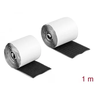   Delock Velcro öntapadó tépőzáras szalag-szett, H 1 m és Sz 50 mm fekete (19063)