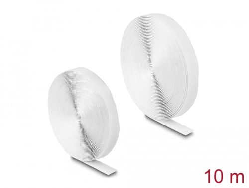Delock Öntapadó tépőzáras szalag-szett, H 10 m és Sz 20 mm fehér (19065)