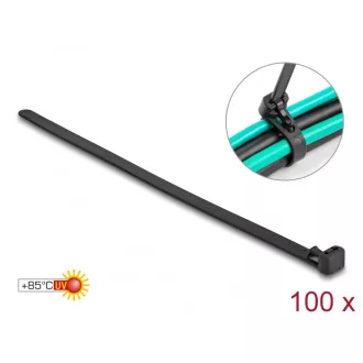   Delock Kábelösszekötő újrahasznosítható hőálló hossza 300 mm, szélessége 7,6 mm, 100 db. Fekete (19066)