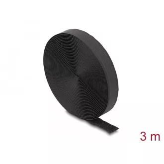   Delock Öntapadós szalag feltekercselve övvel Hx 3 m, Sz 20 mm fekete színű (19111)