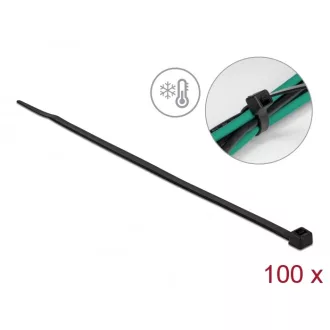   Delock Kábelkötöző ellenáll a hideg hőmérsékletnek hossza 380 x szélessége 4,8 mm, 100 db. Fekete (19227)