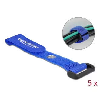   Delock Befűzős kábelkötegelő tépőzárral és szorító karikával hossza 150 mm, szélessége 20 mm, 5 db. (19539)