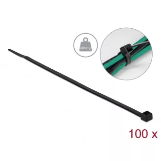   Delock Kábelkötöző magas szakítószilárdsággal hossza 300 x szélessége 4,8 mm, 100 db. Fekete (19561)