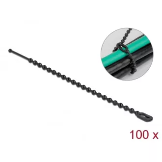   Delock Újrahasználható kötöző Hx 100 x Sz 2,4 mm 100 db. Fekete (19566)
