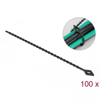   Delock Újrahasználható kötöző Hx 200 x Sz 2,4 mm 100 db. Fekete (19569)