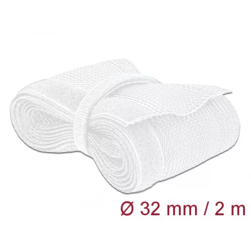 Delock Fonott kábelharisnya tépőzárral 2 m x 32 mm fehér (20703)