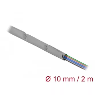   Delock Kábelkarmantyú patent szorítóval 2 m x 10 mm szürke / fekete (20725)
