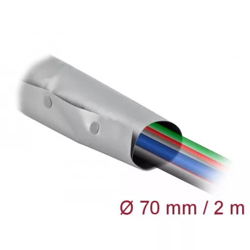 Delock Kábelkarmantyú patent szorítóval 2 m x 70 mm szürke / fekete (20729)