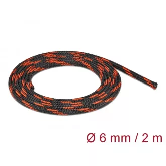   Delock Fonott kábelharisnya nyújtható 2 m x 6 mm fekete-piros (20738)