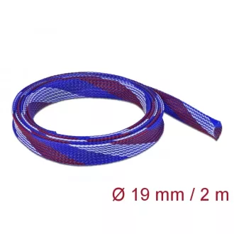   Delock Fonott kábelharisnya nyújtható 2 m x 19 mm kék-piros-fehér (20746)