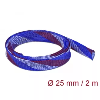   Delock Fonott kábelharisnya nyújtható 2 m x 25 mm kék-piros-fehér (20751)