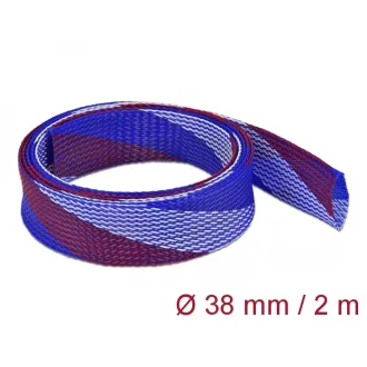   Delock Fonott kábelharisnya nyújtható 2 m x 38 mm kék-piros-fehér (20756)