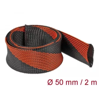   Delock Fonott kábelharisnya nyújtható 2 m x 50 mm fekete-piros (20758)