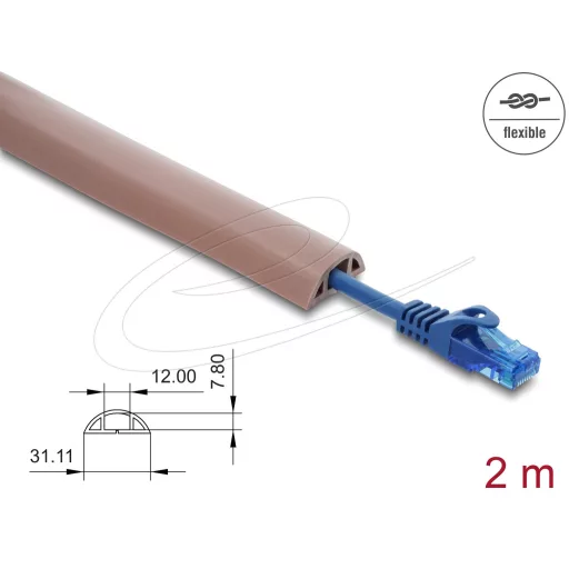 Delock Kábelcsatorna, PVC, hajlékony, 30 x 10 mm   2 m hosszú, barna (20763)