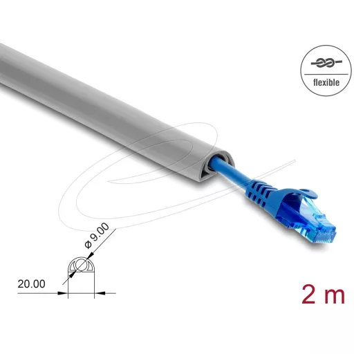 Delock Kábelcsatorna, PVC, hajlékony, 20 x 10 mm   2 m hosszú, szürke (20765)